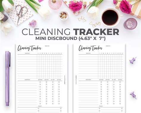 Mini Happy Planner Cleaning Schedule Insert: Monthly, Quarterly, Yearly Tracker (Printable PDF)