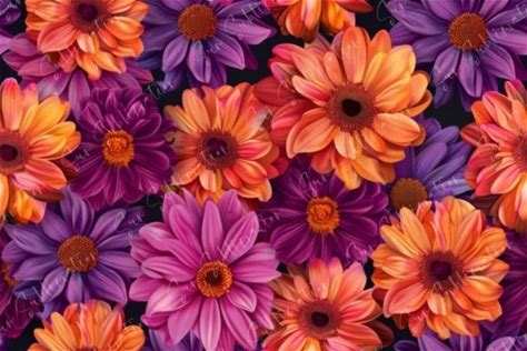 Vibrant Floral Overlay Seamless Pattern