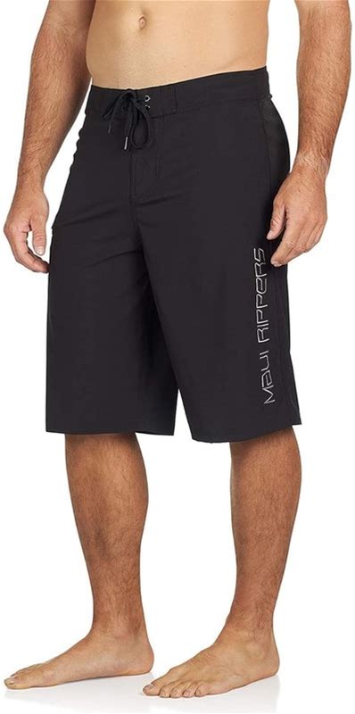 Maui Rippers Very Long 4 Way Stretch Boardshorts 24 Inch Outseam, Black, 33