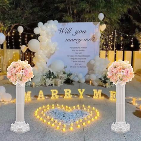 2 Pcs White Roman Pillar Wedding Roman Column Decorative Flowerpot Holder Column. White. Columns & Posts.