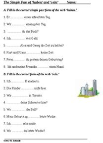 German Simple Past Tense (Imperfekt) - 1 Handout + 2 Worksheets