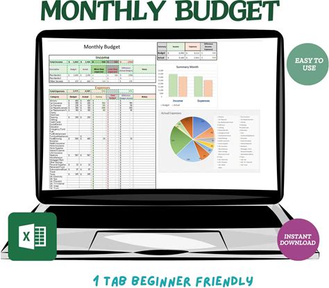 Simple Monthly Budget Excel, Digital Budget, Personal Finance Tracker, Finance Planner, Budget Calculator Spreadsheet, Template Download