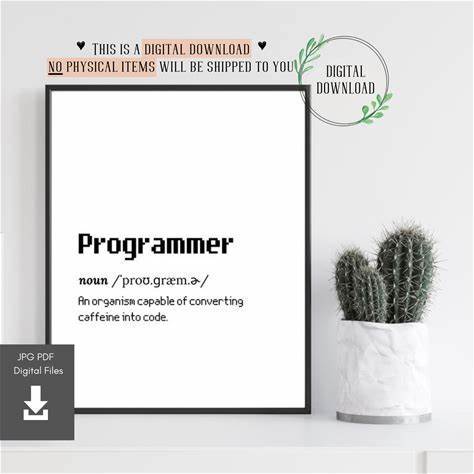 Programmer Birthday Card Computer Programmer Art Gift Programmer Decor Coder Coding Birthday Gifts Graduation Poster Programming Boyfriend