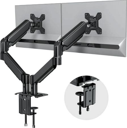 Dual Monitor Stand For Desk-Monitor Arms For 2 Monitors With C Clamp, Grommet Mounting Base For 13-32 Inch Computer Screens - Full Adjustable Monitor