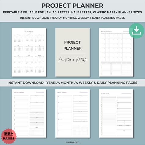 Image result for Printable Project Planner