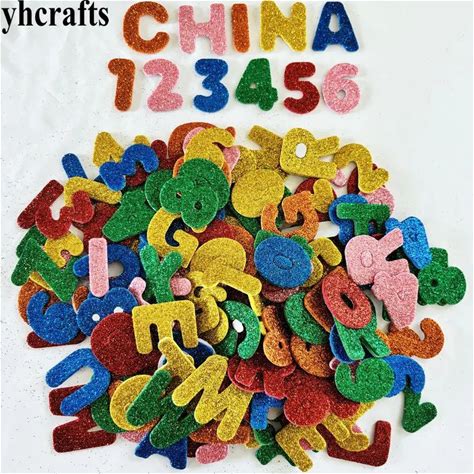 150PCS Glitter 0-9 Numbers A-Z Alphabet Letters Foam Stickers Teach Your Own Self English Learning