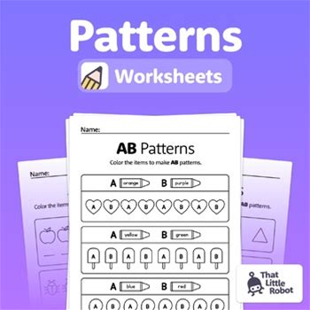 Pattern Worksheets For Kindergarten & 1st Grade | Kindergarten Math Patterns