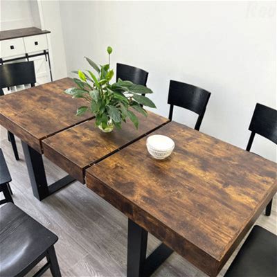 Extendable Dining Table 6-10 Person Modern Farmhouse Wooden Expanding Brownwood/Manufactured Wood