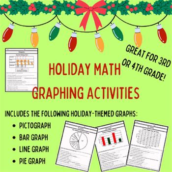 Holiday Graphing: Pictograph, Bar Graph, Line Graph, And Pie Graph Activity