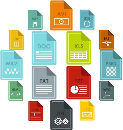 File Format Icons Set, Flat Style By Ylivdesign | Creative Market