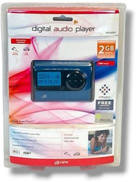 GPX Digital Audio Player 2GB, Plays MP3 & WMA Audio Files MW240BU NEW SEALED