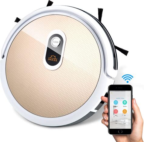 Robot Vacuum Cleaner And Mop IMASS A3-WGD Robot Cleaner With Wi-Fi Connectivity App Control Auto Charge Home Cleaning For Pet Hair, Dirt, Stains, Carpet, Hardwood And Tile Floor (Gold)