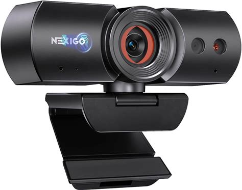 Nexigo - Hellocam 1080P Webcam, Windows Hello Facial Recognition, Privacy Shutter, Dual Mics, 3DNR, Auto Exposure - Black