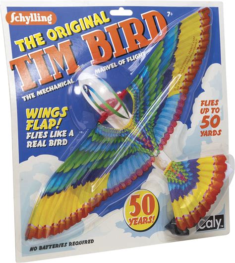 Schylling Tim Bird Flying Toy - Rubberband-Powered Mechanical Bird That Really Flies - Wings Flap And Flies 50 Feet - Ages 7 And Up