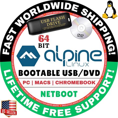 Alpine Linux OS Standard Extended 64-BIT Live Boot USB, Full Install For MAC, PC. ALPINE LINUX OS. Operating Systems.