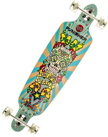 Punisher Skateboards Day Of The Dead 40" Longboard, Double Kick With Drop Down Deck And Abec-9 Bearings