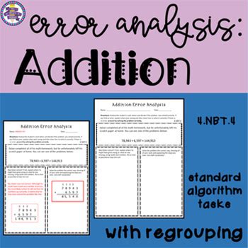 Addition Error Analysis: Standard Algorithm {CCSS 4.NBT.4}