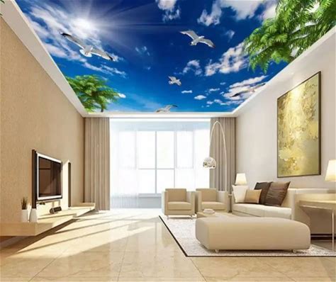 3D Unique DIY Design Pvc Ceiling Effect New Design Wall Paper Decorative Pvc Hanging Ceiling Panels Lighting Pvc Stretch Ceiling
