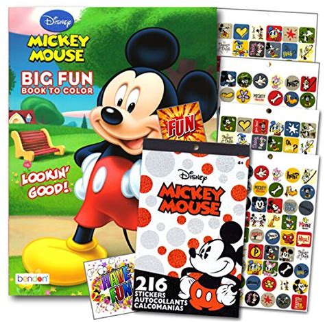 Mickey Mouse Coloring Book With Stickers Set - 96 Pg Mickey Coloring Activity Book And Mickey Mouse Stickers Bundled With 2 Specialty Separately Licensed GWW Reward Stickers