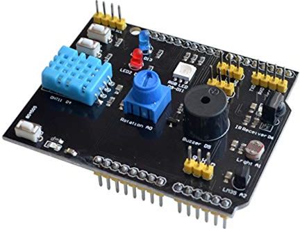 DHT11 LM35 Temperature Humidity Sensor Multifunction Expansion Board Adapter For Arduino UNO R3 RGB LED IR Receiver Buzzer I2C