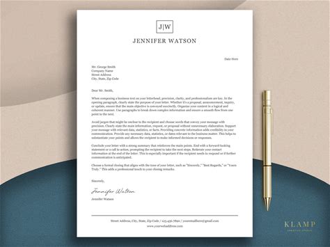 Letterhead Template For Word And Pages, Personalized Letterhead, Business Letterhead, Custom Letterhead, DIY Stationary, Custom Stationary
