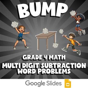 Multi Digit Subtraction Word Problems BUMP Math Game | No Prep Grade 4 Review