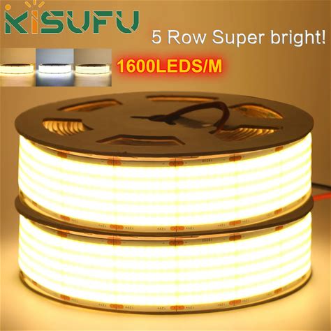 5/2/1 Rows COB LED Strip Light Super Bright DC 5V 12V 24V 320 600 1600Leds/M 2m 3m 5m Flexible