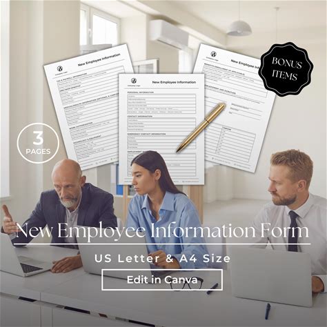 New Employee Information Form, Employee Data Form, New Employee Info Sheet, New Hire Paperwork, Employee Info Sheet, HRF101-1