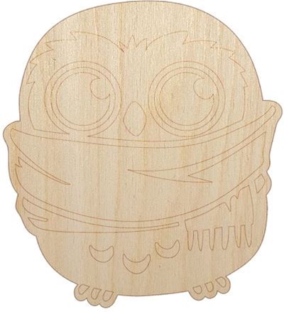 Cute Little Owl With Big Scarf Wood Shape Unfinished Piece Cutout Craft DIY Projects - 4.70 Inch Size - 1/8 Inch Thick