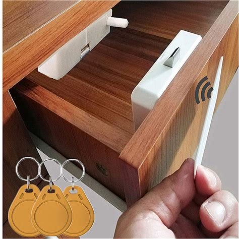 Electronic Cabinet Lock, Hidden DIY RFID Invisible Cabinet Lock RFID Card/Tag Card/Induction Swipe Card To Unlock,For Wooden Drawer Locker Cupboard
