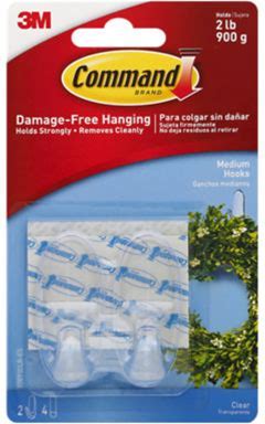3m Command Hook 2 Clear Hooks With 4 Clear Strips Medium - Each