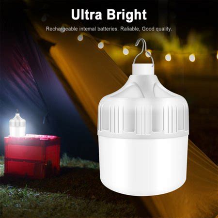 Pebbuoy LED Rechargeable Light Bulb Super Bright High Lumens Energy-Saving 3 Modes Flicker Free Outdoor Indoor LED Light Bulb