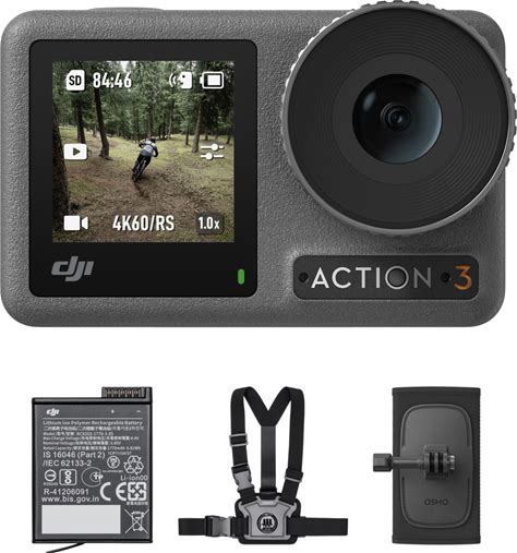 DJI Osmo Action 3 Outdoor Combo - 4K/120Fps Action Camera With Chest & Backpack Strap Mount For Hiking And Cycling, Super-Wide FOV, Horizonsteady,