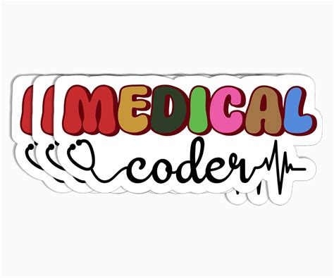 Jpkdesigns 3Pcs Multicolor Medical Coder Sticker - Vinyl, Modern, Contemporary, Decorative Laptop Decals, Waterproof, Sun-Proof, Outdoor