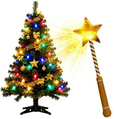 Christmas Light Control Wand With Red White Stripes Remote Controller For Tree Lights Golden Star Tip Magic Wand Decor For Holiday Lighting Display