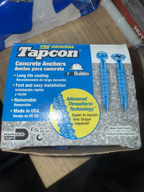 Tapcon Masonry Blue Concrete Screws 1/4" X 1-1/4" Slotted Hex Washer Head