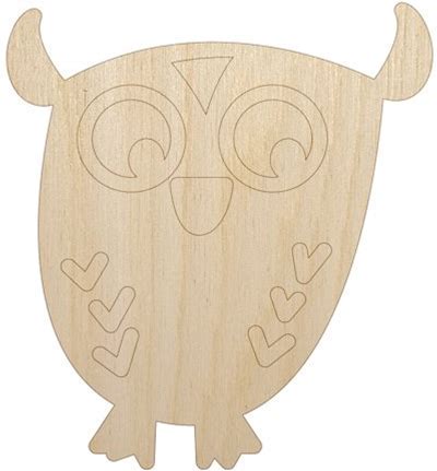 Wary Owl Wood Shape Unfinished Piece Cutout Craft DIY Projects - 4.70 Inch Size - 1/8 Inch Thick