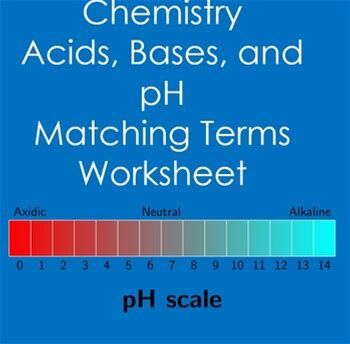 Acids Bases And Ph Matching Terms Worksheet Chemistry Vocabulary