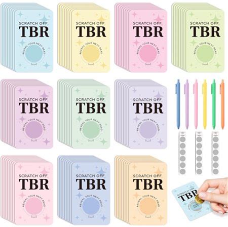 Tbr Scratch Off Cards Set - TBR Jar Bookish Accessories Reading Challenge With 120 Pastel Christmas Flower DIY Cards 240 Stickers12 Pens For Book Love