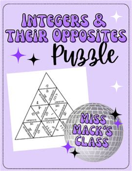 6th Grade Integers & Their Opposites | Hands On Math Puzzle