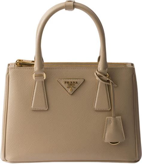 Prada Galleria Small Patent Saffiano Leather Bag - Neutral