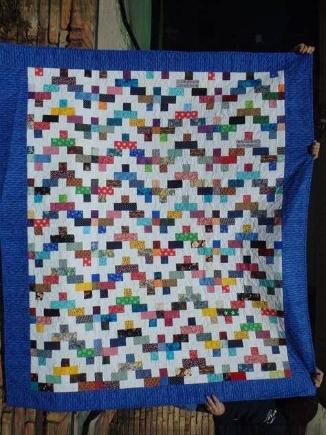 Queen/King Patchwork Quilt, Modern Scrap Quilt, Floral Quilted