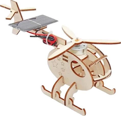 Solar-Powered Mini Helicopter DIY Kit Educational STEM Science Engineering Toy For Kids Ages 5-13 Years Wood Material STEMKID