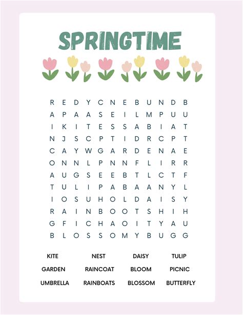 Spring Printable Word Search