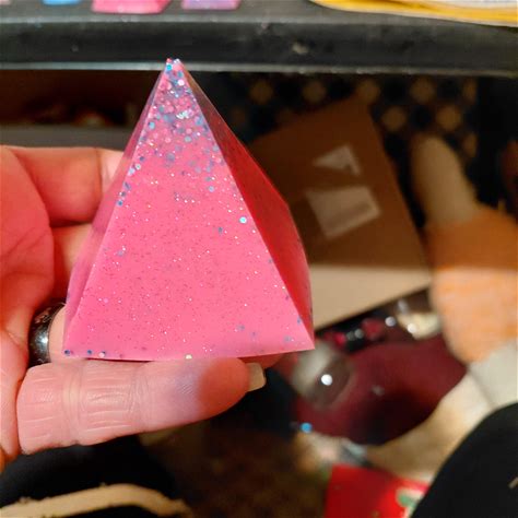 Handmade Accents | Pink Glitter Pyramid Decor | Color: Blue/Pink | Size: Os