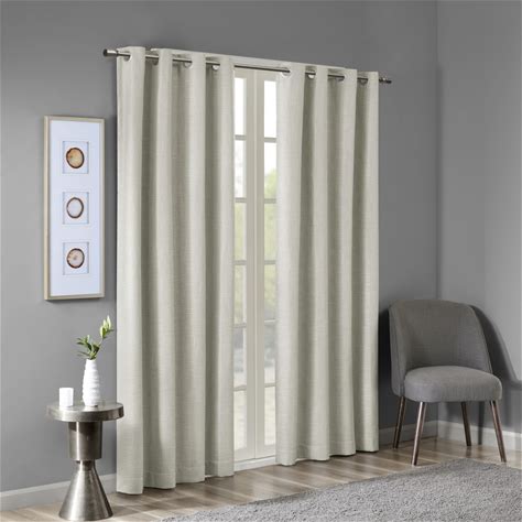 Maya Blackout Curtain Patio Single Window, Textured Heatherd Print, Grommet T. Beige. Curtains & Drapes. 086569909961.
