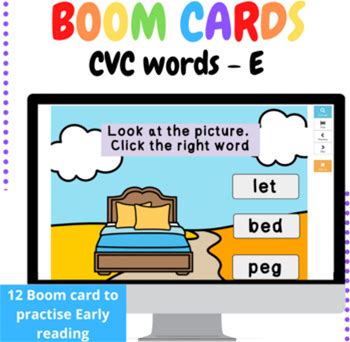 CVC Words -Short E - Find The Word - Boom Cards For Distance Learning