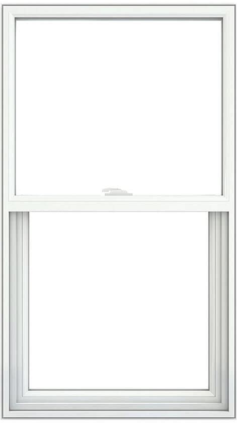 JELD-WEN V-2500 27-3/4-In X 57-1/2-In White Exterior White Interior Vinyl Replacement Single Hung Window Low-E Argon (Half Screen Included)