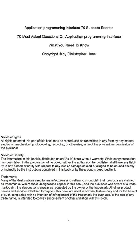 Application Programming Interface 70 Success Secrets - 70 Most Asked Questions On Application Programming Interface - Wha (Ebook)