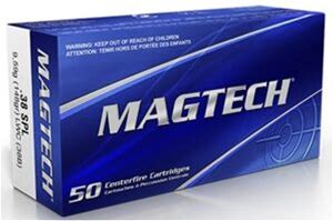 Magtech 38 Special 148 Grain Lead Wadcutter Brass Cased Pistol Ammo, 50 Rounds, 38B